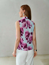 MOTF PREMIUM ALLOVER PRINT TIE NECK SLEEVELESS BLOUSE